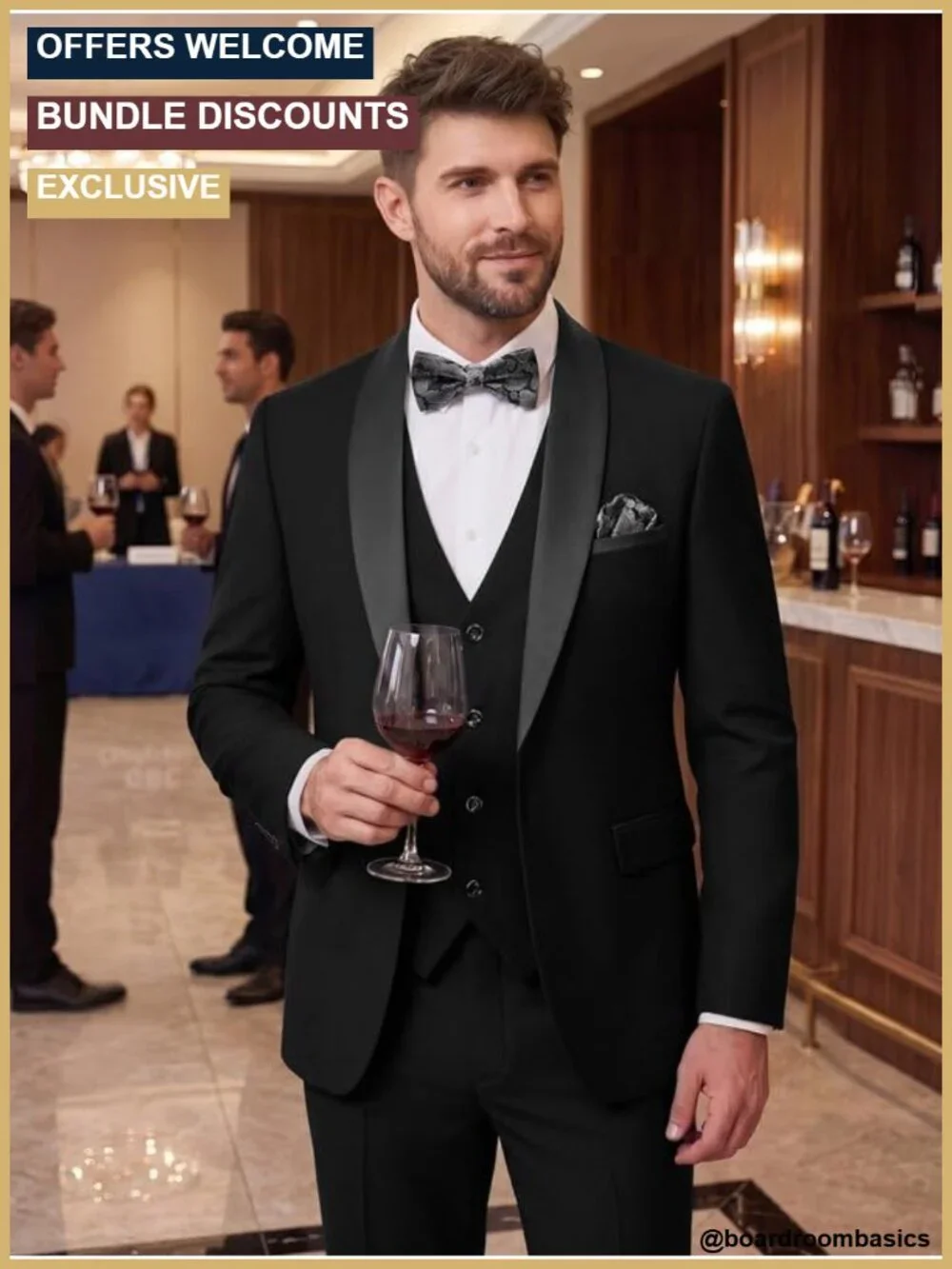 Men's 3 Piece Tuxedo Suit Slim Fit Blazer Vest Pants Set